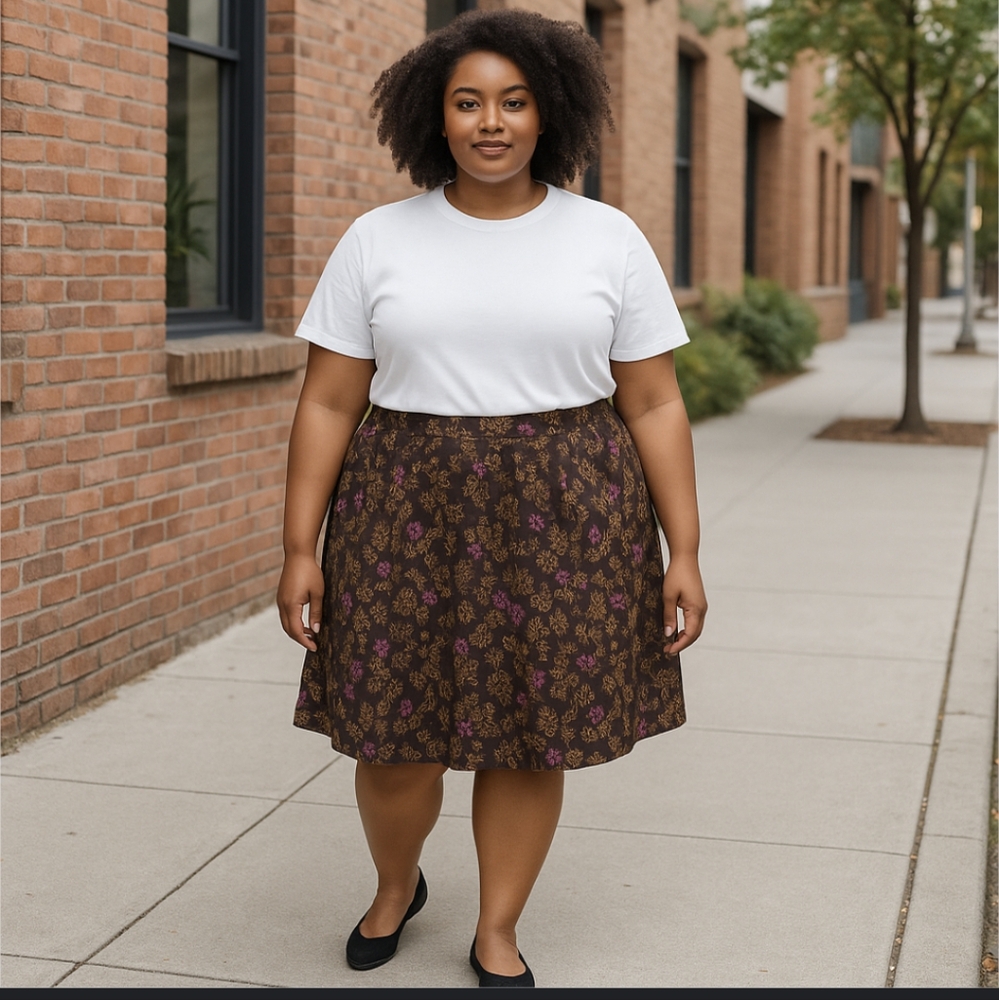 LuLaRoe Brown Floral Madison Full Skirt